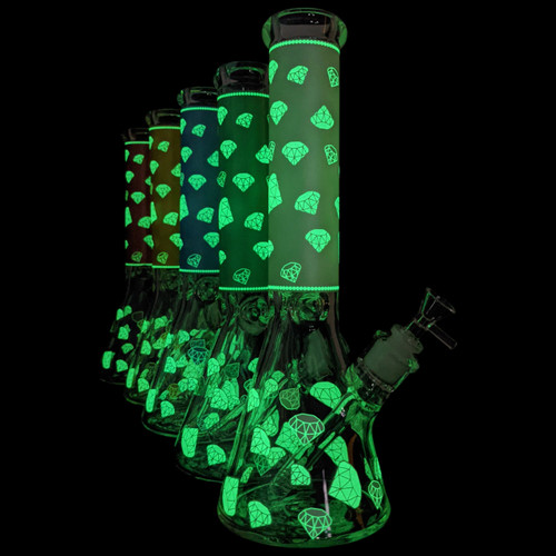 14' Fancy Glow in The Dark LV Decal Beaker Water Pipe - with 14m
