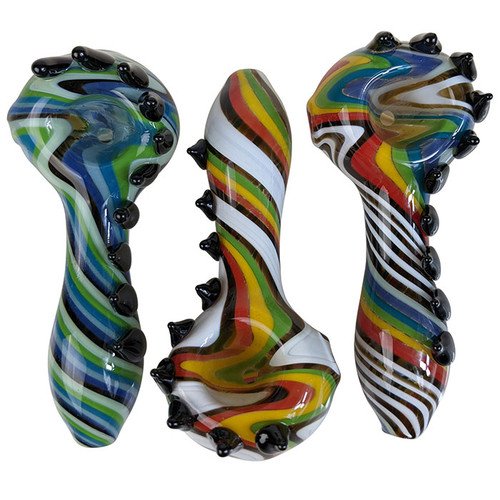 4" Dual Color Spikey WigWag Spoon Hand Pipe (MSRP $50.00)