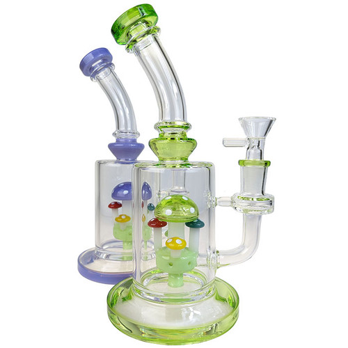 9" Color Trim Mushroom Banger Hanger Water Pipe - with 14M Bowl & 4mm Banger(MSRP $75.00)