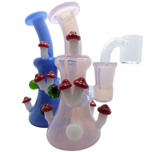 5.5" Color Mushroom Banger Hanger Water Pipe - with 14M Banger (MSRP $50.00)