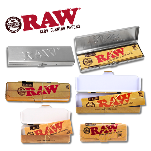 RAW - Metal Rolling Papers Case (1pc) - Assorted Designs (MSRP $19.99)