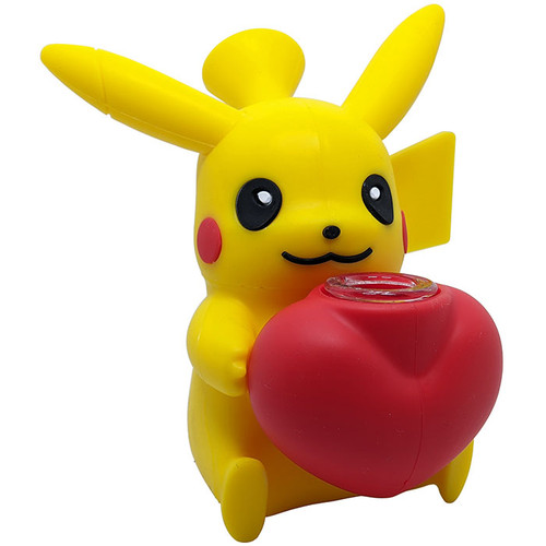 5" Silicone Thunder Mouse Heart Bubbler Hand Pipe (MSRP $20.00)