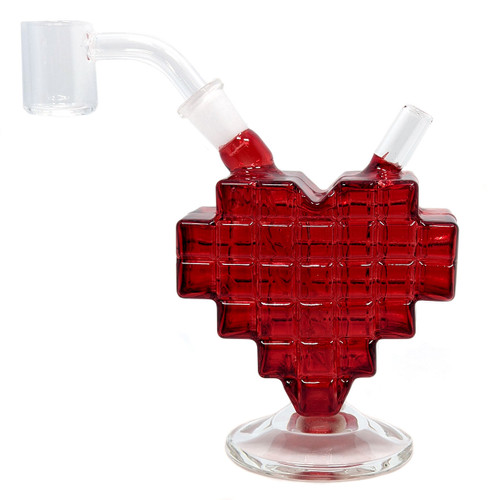4.4" Valentine Pixel Heart Water Pipe - with 10M Banger (MSRP $40.00)