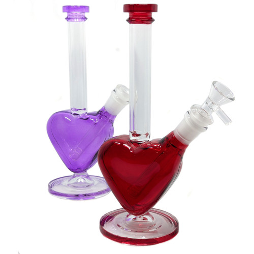 8.7" Valentine Heart Shaped Water Pipe - with 14M Bowl & 4mm Banger (MSRP $40.00)