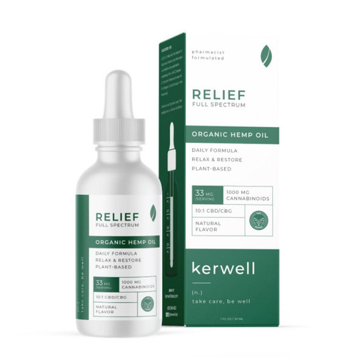 Full Spectrum CBD Relief Tincture By Kerwell 30ML 1000MG (10:1 CBD:CBG) *Drop Ship* (MSRP $69.99) Full Spectrum CBD Relief Tincture By Kerwell 30ML 1000MG (10:1 CBD:CBG) *Drop Ship* (MSRP $69.99)
