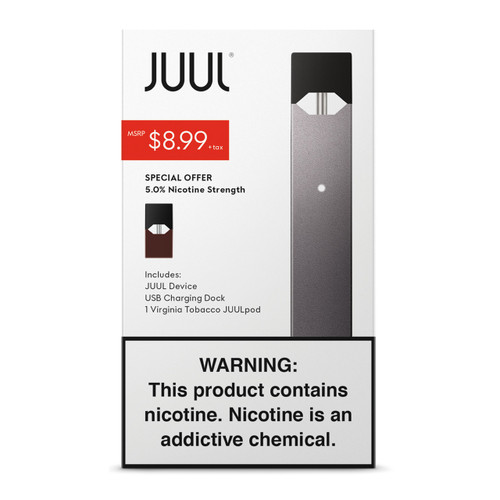 JUUL Special Offer - Device Kit and 5% Virginia Tobacco (1 Pod) - Display of 4 (Pre-Priced $8.99) JUUL Special Offer - Device Kit and 5% Virginia Tobacco (1 Pod) - Display of 4 (Pre-Priced $8.99)