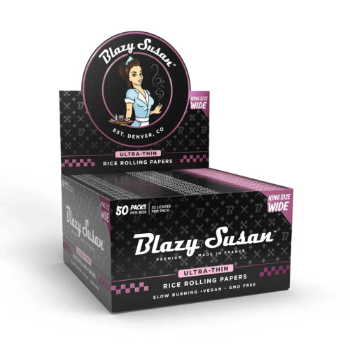 Blazy Susan® - King Size Wide Rice Rolling Papers (32ct) - Display of 50 (MSRP $3.00ea)
