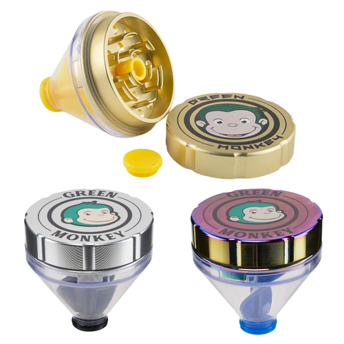 Green Monkey - 50mm Patas 2 Piece Anodized Aluminum Grinder with Funnel Spout (MSRP$15.99)