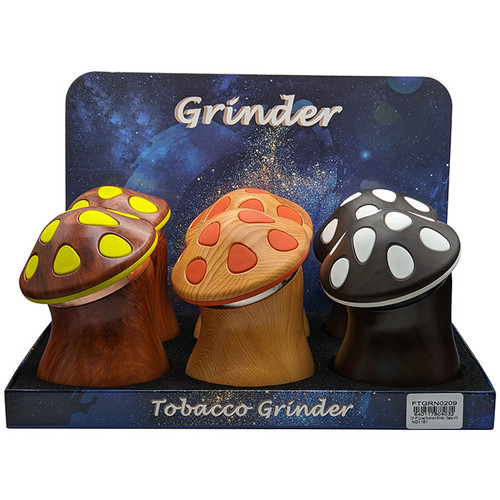 2.8" Curved Mushroom 4 Part Grinder - Display of 6 (MSRP $18.00ea)