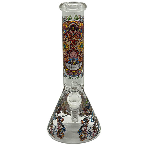 10" Flower Decal Beaker Water Pipe - with 14M Bowl & 4mm Banger (MSRP $30.00)