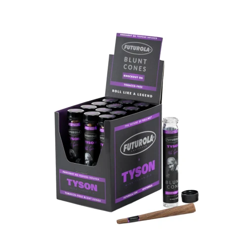 Tyson 2.0 x Futurola - Knockout OG Terpene-Infused Tobacco-Free Blunt Cone - Box of 12 (MSRP $5.00ea)