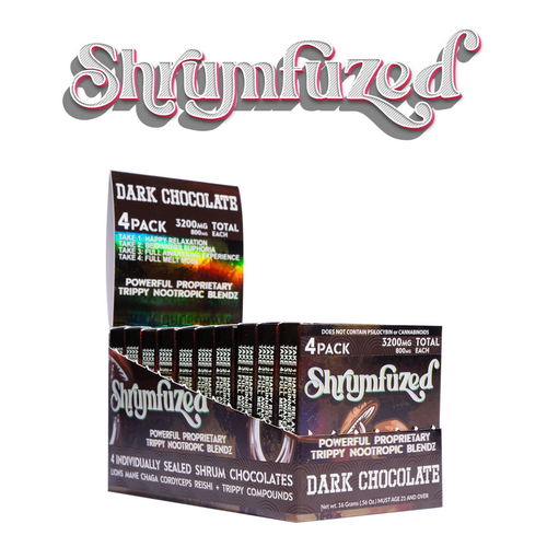 Shrumfuzed - Mushroom Chocolate 4ct 800mg - Display of 10 (MSRP $19.99ea)