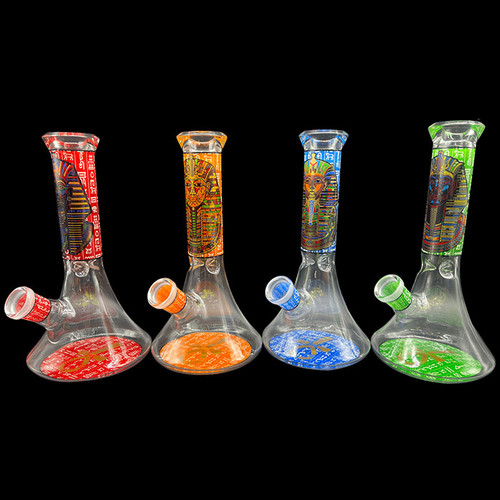 8.7" Assorted Pharoah Decal Beaker Water Pipe 14F (MSRP $35.00)