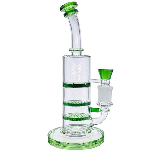 10" Assorted Triple Honey Comb Rig Water Pipe - with 14M Bowl & 4mm Banger (MSRP $60.00)