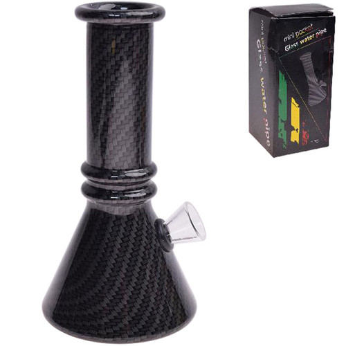 6" Soda Lime Mini Beaker GOR Water Pipe - Carbon Fiber (MSRP $15.00)