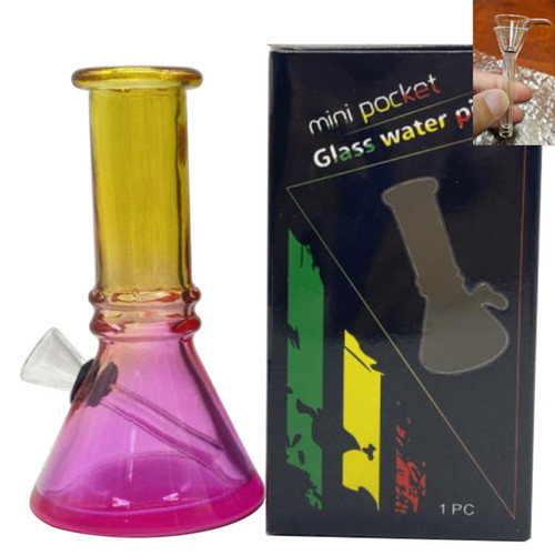 6" Soda Lime Mini Beaker GOR Water Pipe - Color Gradient (MSRP $15.00)