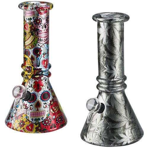 6" Soda Lime Mini Beaker GOR Water Pipe - Metallic Print 2 (MSRP $15.00)