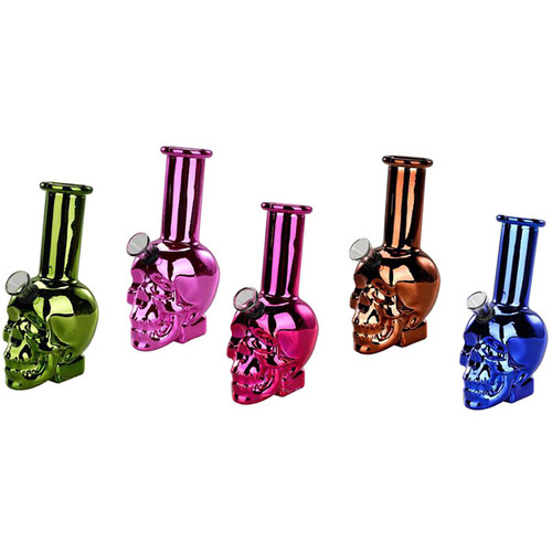 6" Soda Lime Mini Skull GOR Water Pipe - Metallic Solid (MSRP $15.00)