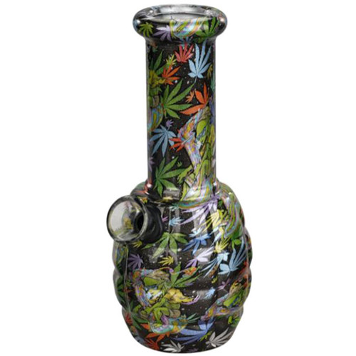 6" Soda Lime Mini Grenade GOR Water Pipe - Leaf Print (MSRP $15.00)