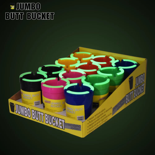 Jumbo Butt  Bucket  Car Ashtray - Display of 12 - Glow in the Dark (MSRP $5.00ea)