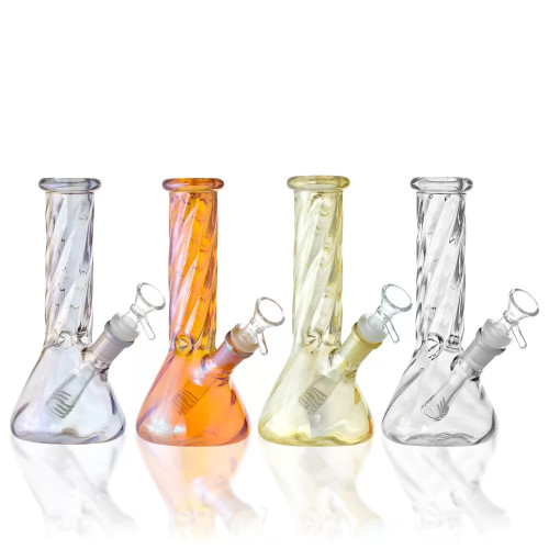 8" Swirl Glass ElectroPlated Beaker Water Pipe (MSRP $35.00) 