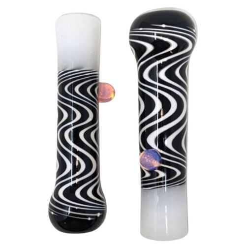 3" Zebra Wig Wag Gold Fumed Marble Chillum Hand Pipe - 3 Pack (MSRP $10.00ea)