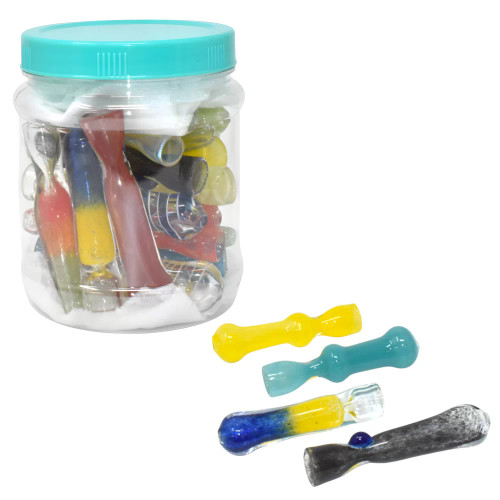3" Assorted Design Chillum Hand Pipe - 20ct jar (MSRP $10.00ea)