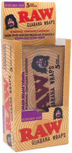 RAW® - Guarana Wraps (5pk) Kesselman Kush - Box of 25 (MSRP $2.00ea)
