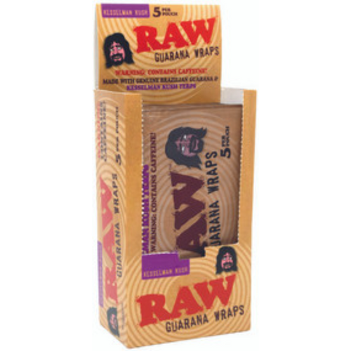 RAW® - Guarana Wraps (5pk) Kesselman Kush - Box of 25 (MSRP $2.00ea)