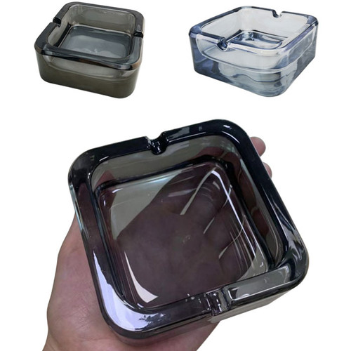 3.7" Glass Square Ashtray - Assorted (MSRP $12.00)