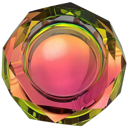 6" Glass Gem Cut Ashtray - Assorted (MSRP $25.00)