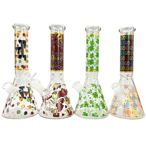 10" Assorted Decal Beaker Water Pipe - with 14M Bowl (MSRP $25.00)