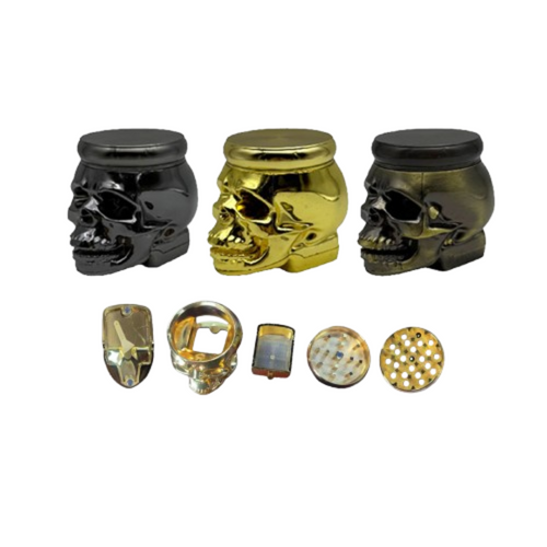 2.7" Metallic Skull 4 Part Grinder - Display of 6 (MSRP $10.00ea)
