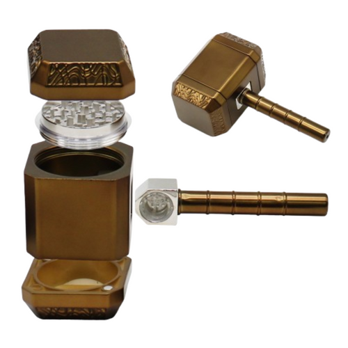 5.8" Thors Hammer 2 in 1 Pipe and 4 Part Grinder - Display of 6 (MSRP $15.00ea)