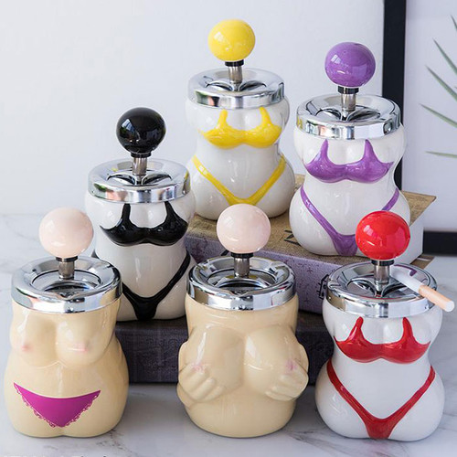 3.7" Ceramic Assorted Bikini Ashtray (MSRP $15.00)