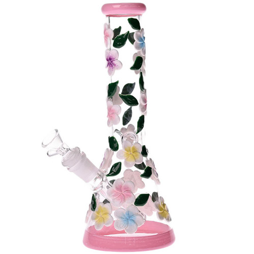 10" Assorted Painted Flower Beaker Water Pipe - with 14M Bowl (MSRP $25.00)