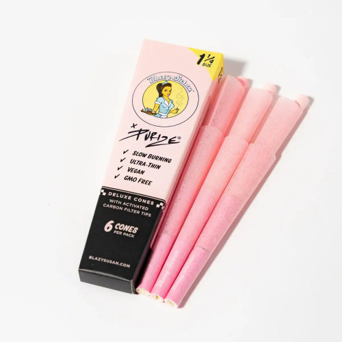 Blazy Susan - Pre-Rolled Cones - 1-1/4 With Purize Filter Tips (6ct) - Display of 21 (MSRP $4.99ea)