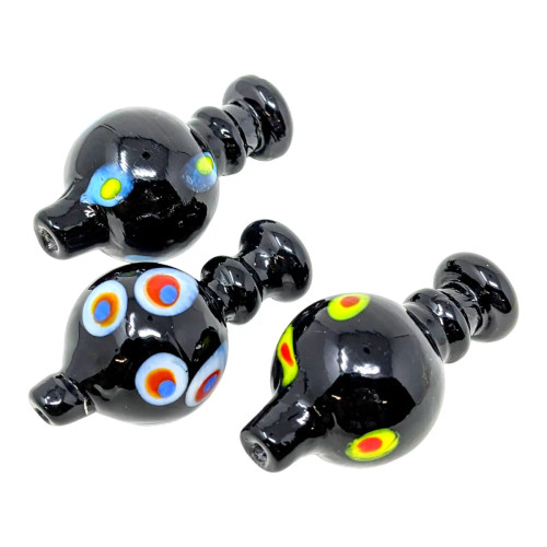 Black Glass Colored Dot Art Ball Carb Cap (MSRP $8.00)