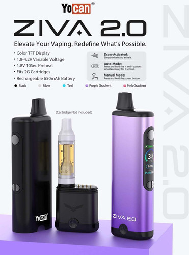 Yocan ZIVA 2.0 Concealed Carto Battery Mixed Color Display of 10
