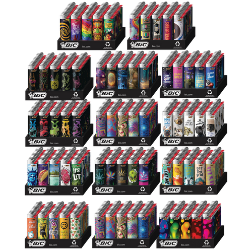 BIC - Maxi Classic Lighter Display of 50 - Special Edition Designs (MSRP $3.99ea)