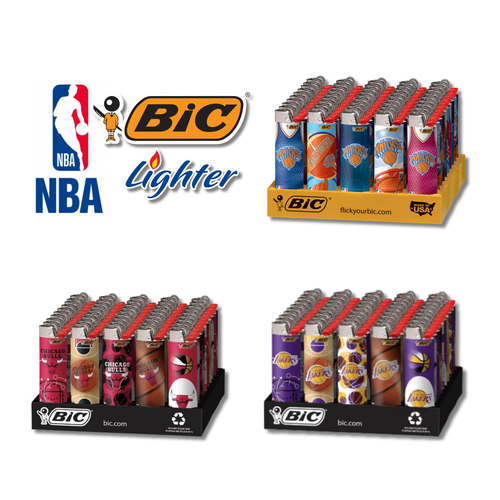 BIC - Maxi Classic Lighter Display of 50 - NBA Basketball Designs (MSRP $4.99ea)
