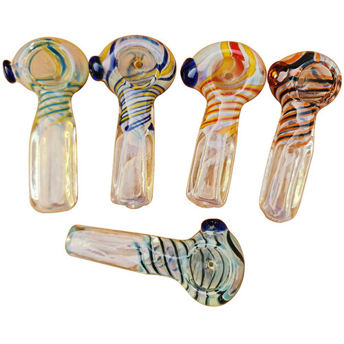 3.25" Assorted Color Twisted Glass Square Body Spoon Hand Pipe - 2 Pack (MSRP $10.00ea)