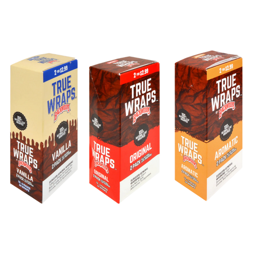 Backwoods True Wraps - Tobacco Wraps (2ct) Box of 12 (Pre-priced $2.99)