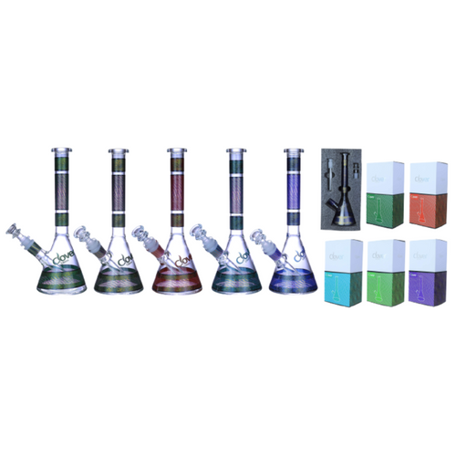 Clover Glass - 10" Assorted Color Fancy Decal Beaker Water Pipe - with 14M Bowl (MSRP $40.00)