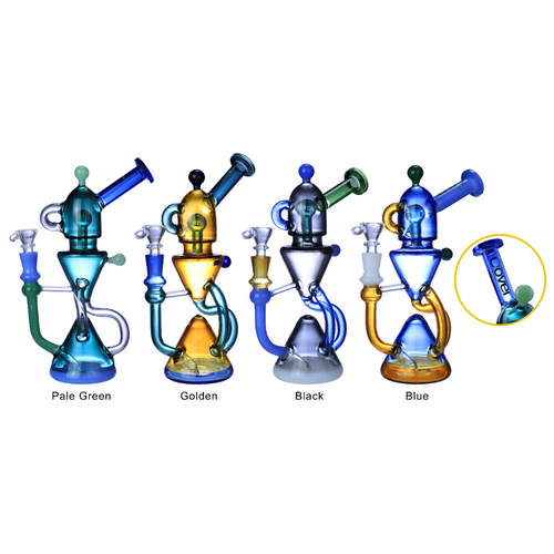 Clover Glass - 10.5" Assorted Color Observatory Recycler Water Pipe - with 14M Bowl & 4mm Banger (MSRP $70.00)