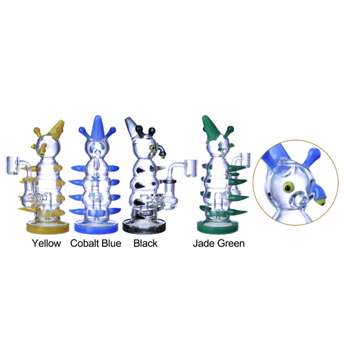 Clover Glass - 9" Assorted Color Bug Tower Water Pipe - with 14M Banger (MSRP $50.00)
