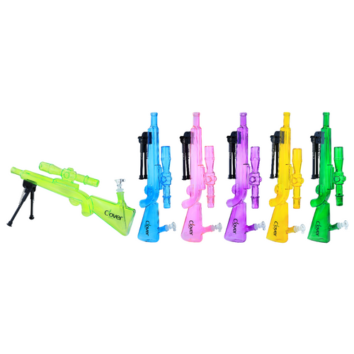 Clover Glass - 20" Assorted Color Rifle with Stand Water Pipe - with 14M Bowl (MSRP $80.00)
