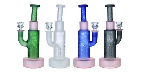 Clover Glass - 8" Assorted Color Space Decal Water Pipe - with 14M Bowl & 4mm Banger (MSRP $50.00)