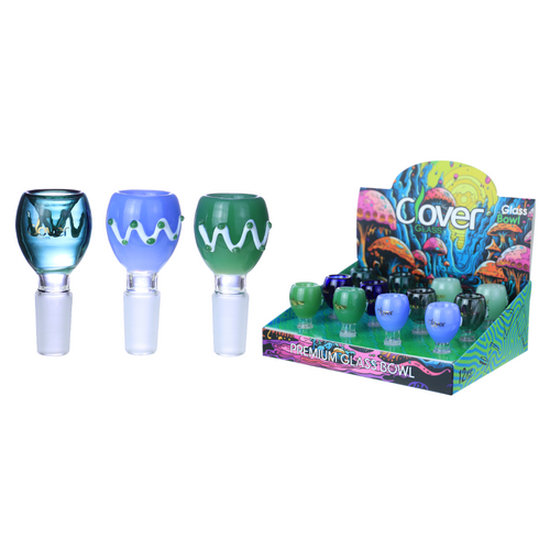 Clover Glass - Assorted Color Zigzag Bowl 14M - Display of 12 (MSRP $5.00ea)