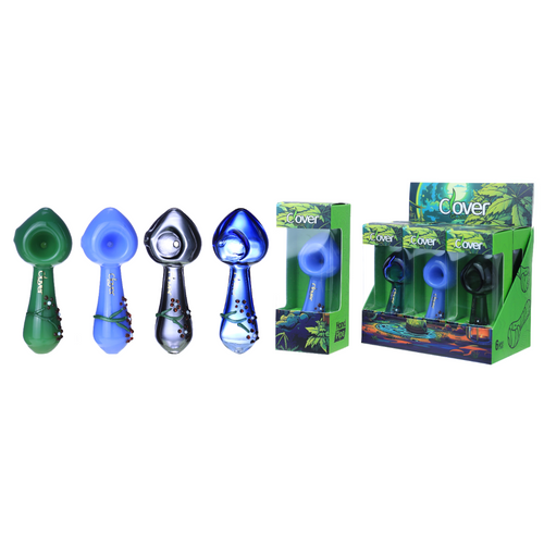 Clover Glass - 4.5" Assorted Color Acorn Spoon Hand Pipe - Display of 6 (MSRP $15.00ea)